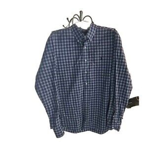 Polo Ralph Lauren Shirt Men XL Blue Stripe Button Up Collar Long Sleeve Logo EUC